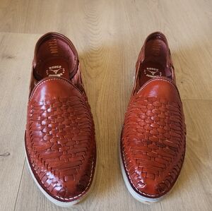 Rodeo Durango Huarache Handmade Leather Rubber Sole Slip-On Loafers Cognac M 11